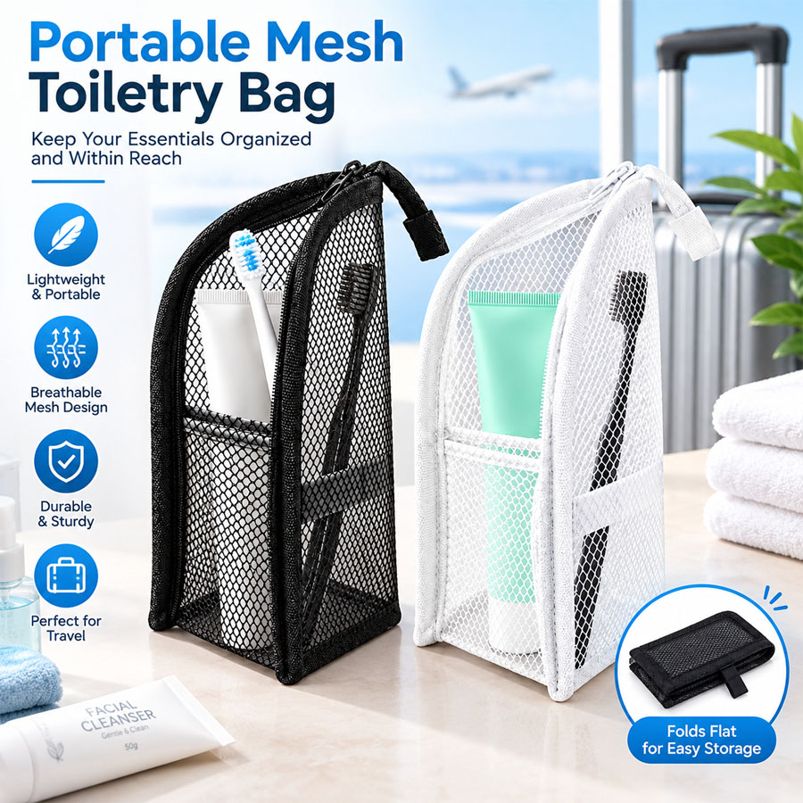 1Pc Portable Mesh Toiletry Bag - огляд і ціна Travel Accessories Organizer Bag